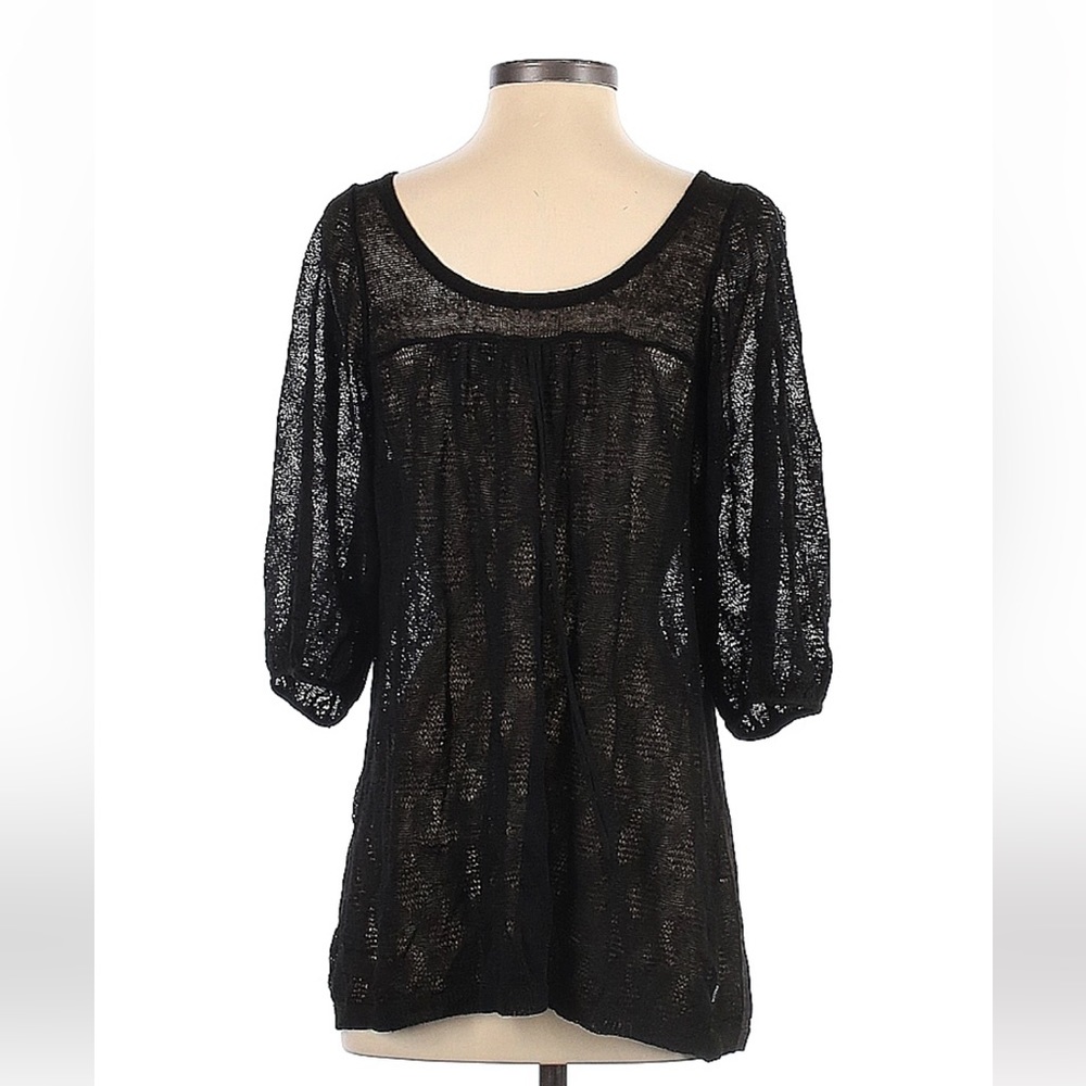 Black Net Short Sleeve Top